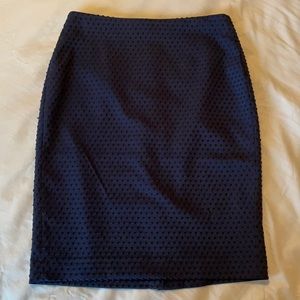 Navy Blue with Textured Dots Banana Republic Pencil Skirt